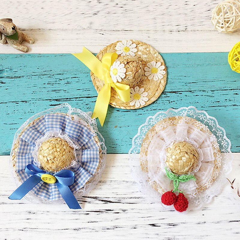 Nový čipkovaný kvetinový klobúk pre mačky a psov, letný slnečník, slamený klobúk, domáce zvieratá, šteňa, doplnky, malý klobúk pre psov, sladké sedmokrásky, klobúky pre mačky, domáce zvieratá, klobúky