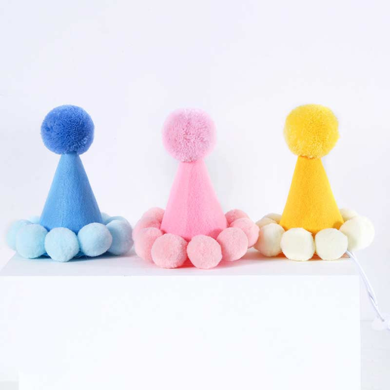 Mini roztomilá narodeninová párty klobúčik pre psa plyšová brmbolčeková sieťovaná strapcová narodeninová čiapka pre psa mačka šteňa domáce zviera párty koruna kostým príslušenstvo