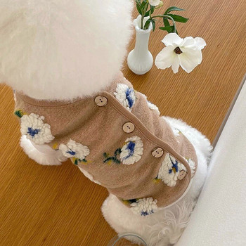 Κέντημα λουλουδιών Παλτό για σκύλους για κατοικίδια Χειμερινά ζεστά ρούχα για σκύλους Ρούχα φλις κουτάβι για μικρό μεσαίο φούτερ για σκύλους Chihuahua Yorkshire Perro