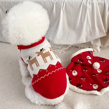 Πλεκτό πουλόβερ για κουτάβι, φθινοπωρινά και χειμερινά ρούχα για σκύλους Teddy bear Χριστουγεννιάτικο φόρεμα για κατοικίδια Ζεστό πουλόβερ Προμήθειες για κατοικίδια