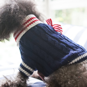 Navy Red Dog Ρούχα Κουτάβι πουλόβερ για μικρά σκυλιά Πλεκτά πουλόβερ για κατοικίδια Ρούχα για πουλόβερ Chihuahua Knitwear Πουλόβερ Σκύλος #XXS