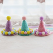 Pălărie pentru animale de companie țesute manual pentru zi de naștere, șapcă cu minge de pluș, accesorii fotografice, decor pentru cap de câine de pisică