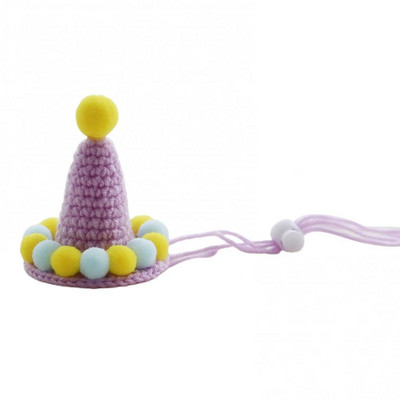 Pălărie pentru animale de companie țesute manual pentru zi de naștere, șapcă cu minge de pluș, accesorii fotografice, decor pentru cap de câine de pisică