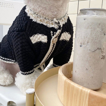 Πολυτελές πουλόβερ με μαργαριταρένιο γιακά Ζακέτα Φθινοπωρινό Χειμώνα Ρούχα για σκύλους για κατοικίδια Ζεστά μπουφάν για μικρούς σκύλους Yorkshire Ropa Perro