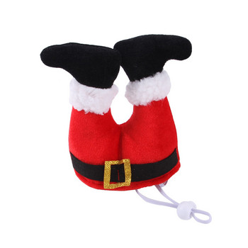 Pet Funny Hat Χαριτωμένο Xmas Flannelette υψηλής ποιότητας ελαστικό λουράκι κόκκινο με αντιανεμικό κορδόνι με σχέδιο χριστουγεννιάτικα στολίδια για σκύλους και γάτες