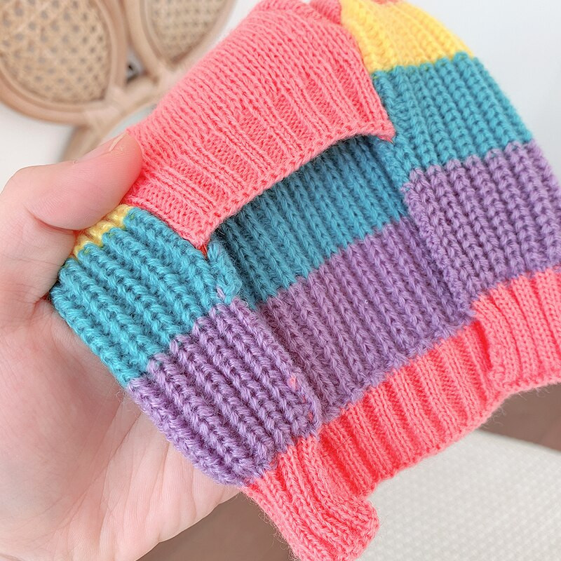 Módne dúhové svetre pre domáce zvieratá z roku 2021, jesenné oblečenie pre psov, nové pletené bavlnené ležérne svetre s kapucňou pre malé psy, kostýmy pre šteniatka, pudel