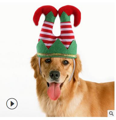 Коледна шапка на шут за домашни любимци, шапка с щампа с червени бели ивици за кучета/котки/котенца/кученца за зимата