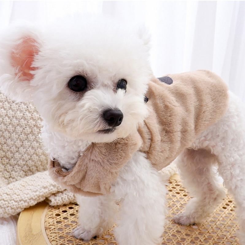 Žieminis šunų megztinis Šilti pliušiniai rūbai mažiems šunims Medvilniniai rūbai naminiams gyvūnėliams Čihuahua šuniuko katės kostiumo paltai