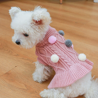 Lovely Pet Dogs Χειμερινά Ρούχα Πλεκτά Ροζ Χρώμα Πουλόβερ για γάτες Απαλή Μπάλα Διακοσμητικά Μασίφ Xs Xl Princess Girl Dog Hoodies