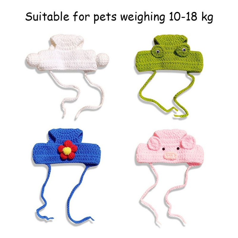 Moda za ublažavanje tjeskobe Zimska pletena kapa Navlake za uši za kućne ljubimce Pleteni mufovi za pse Topli štitnici za uši Topla kapa za psiće