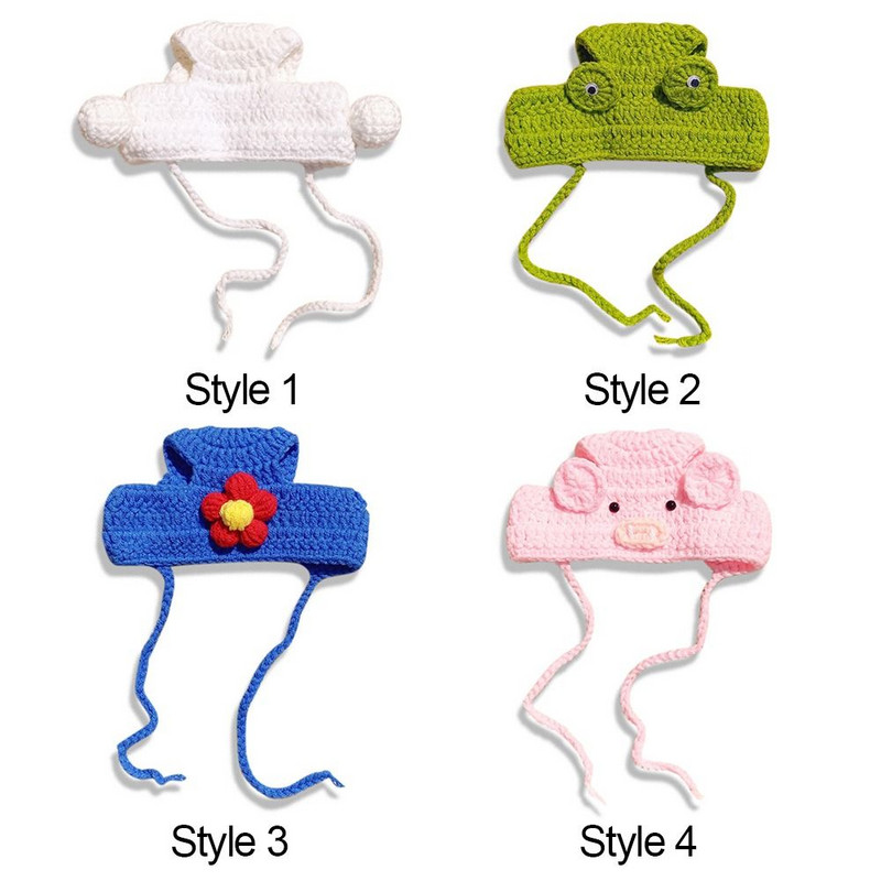 Moda za ublažavanje tjeskobe Zimska pletena kapa Navlake za uši za kućne ljubimce Pleteni mufovi za pse Topli štitnici za uši Topla kapa za psiće