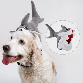 Καπέλο σκύλου Halloween Pet Shark Καπέλο Σούπερ χαριτωμένο χαριτωμένο κάλυμμα κεφαλής μεταμόρφωσης για γάτα Κουτάβι Καπέλο κεφαλής Καπέλο καπέλο κατοικίδιο ζώο Καπέλο για γάτα