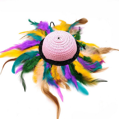 Ρετρό κουτάβι γάτα Sunhat Χαβάης κατοικίδιο ζώο Sombrero προμήθειες για κατοικίδια Καπέλο σκύλου Cosplay Καπέλο για κατοικίδια Καπέλο γάτας Ψάθινο καπέλο