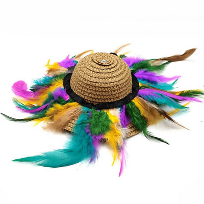 Ρετρό κουτάβι γάτα Sunhat Χαβάης κατοικίδιο ζώο Sombrero προμήθειες για κατοικίδια Καπέλο σκύλου Cosplay Καπέλο για κατοικίδια Καπέλο γάτας Ψάθινο καπέλο