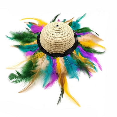 Ρετρό κουτάβι γάτα Sunhat Χαβάης κατοικίδιο ζώο Sombrero προμήθειες για κατοικίδια Καπέλο σκύλου Cosplay Καπέλο για κατοικίδια Καπέλο γάτας Ψάθινο καπέλο