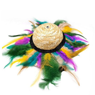 Ρετρό κουτάβι γάτα Sunhat Χαβάης κατοικίδιο ζώο Sombrero προμήθειες για κατοικίδια Καπέλο σκύλου Cosplay Καπέλο για κατοικίδια Καπέλο γάτας Ψάθινο καπέλο