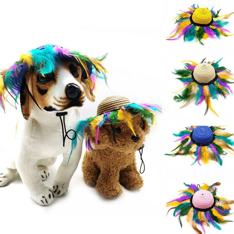 Retro štene, mačka, šešir za sunčanje, havajski stil, kućni ljubimac, sombrero, potrepštine za kućne ljubimce, kapa za pse, kapa za kosplej, šešir za kućne ljubimce, mačja kapa, slamnati šešir