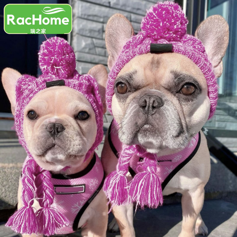 Pălărie tricotată pentru câini de talie mică, mijlocie, iarnă, pisică, câine, pălărie tricotată, șapcă, accesoriu pentru tricotat pentru câine, șapcă buldog, șapcă caldă și moale pentru animale de companie