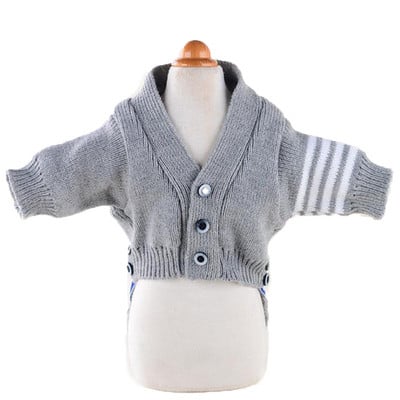 Pruhovaný kardigan pre psov, kabát s gombíkom, jeseň/zima, psy, tričko s pálkou, oblečenie v britskom štýle, pletené oblečenie pre mačky, čivavy