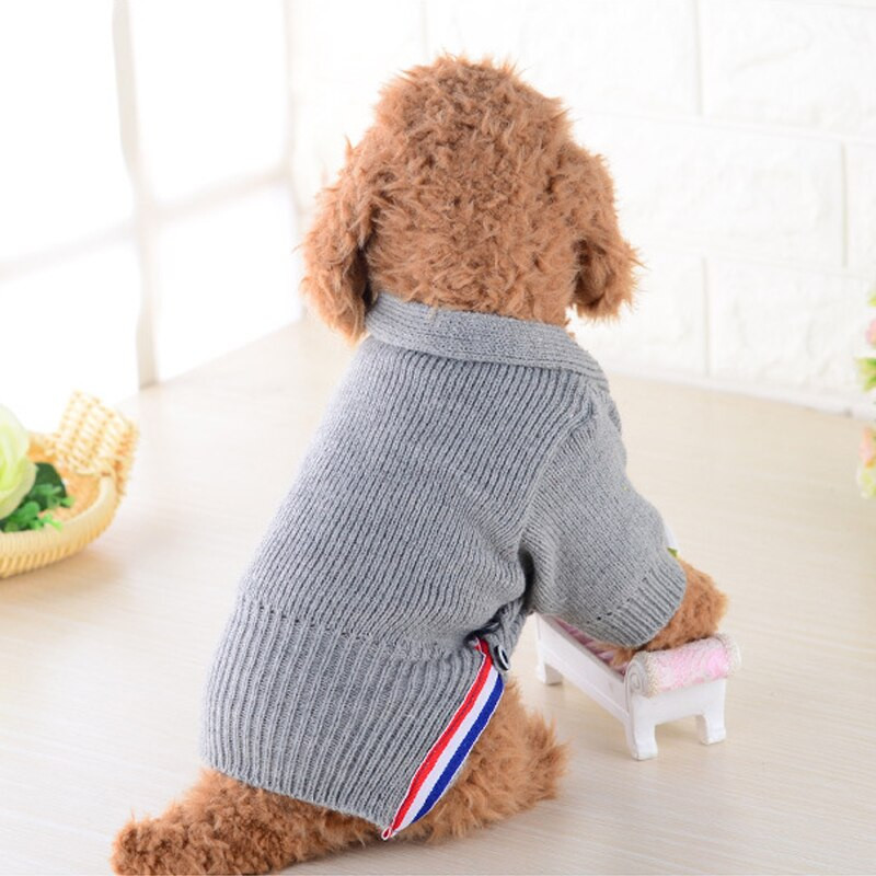 Pruhovaný kardigan pre psov, kabát s gombíkom, jeseň/zima, psy, tričko s pálkou, oblečenie v britskom štýle, pletené oblečenie pre mačky, čivavy