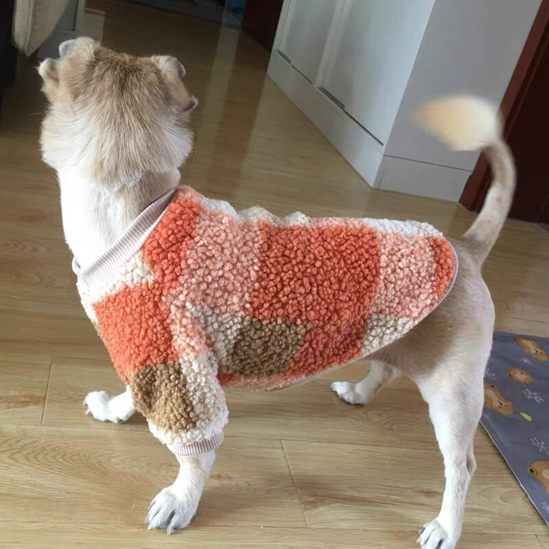 Zimné oblečenie pre domáce zvieratá, mačky, psy, mikiny, teplá bunda pre malé a stredné psy, francúzsky buldoček, čivava, šteňa, kockovaný kostým, zimný kabát