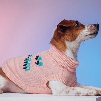 Зимен пуловер за кучета с букви, сладки дрехи за домашни любимци, костенурка, за да се стопли, розово и зелено