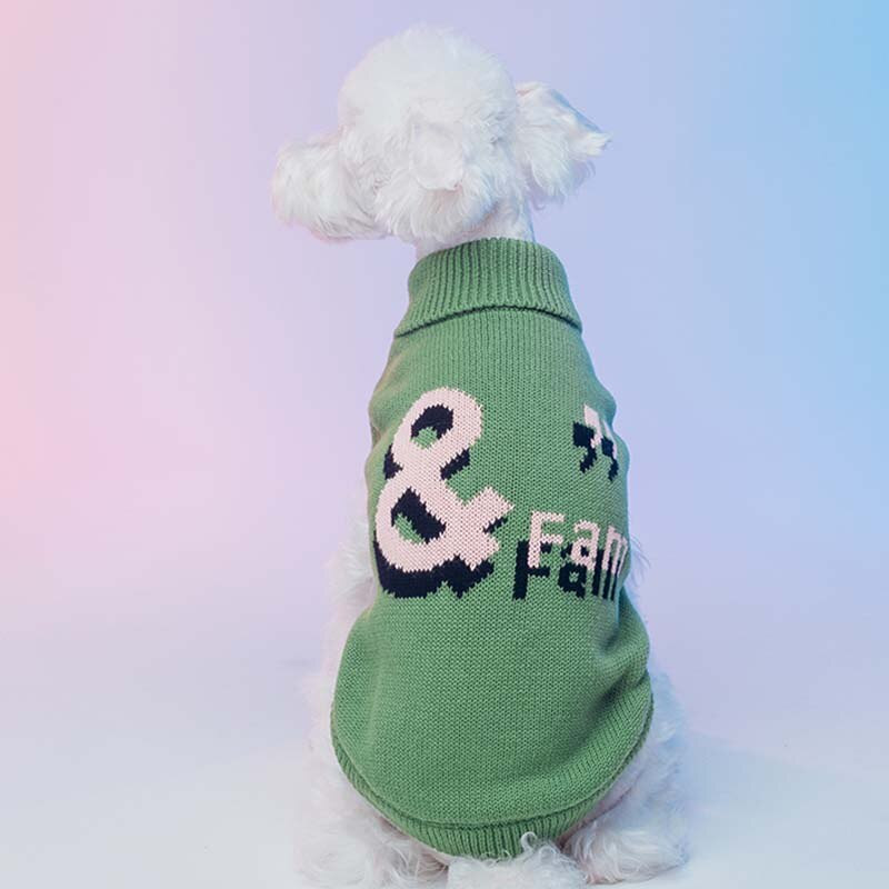 Talvine kirjaga koera kampsun, armsad lemmikloomariided, sooja hoidmiseks kilpkonnakael, roosa ja roheline