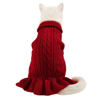 Топла пуловерна пола за кучета Едноцветни плетени дрехи за домашни любимци за малки кучета Котки Чихуахуа Кученце Палто Йоркширски бишон Пуловер Рокля