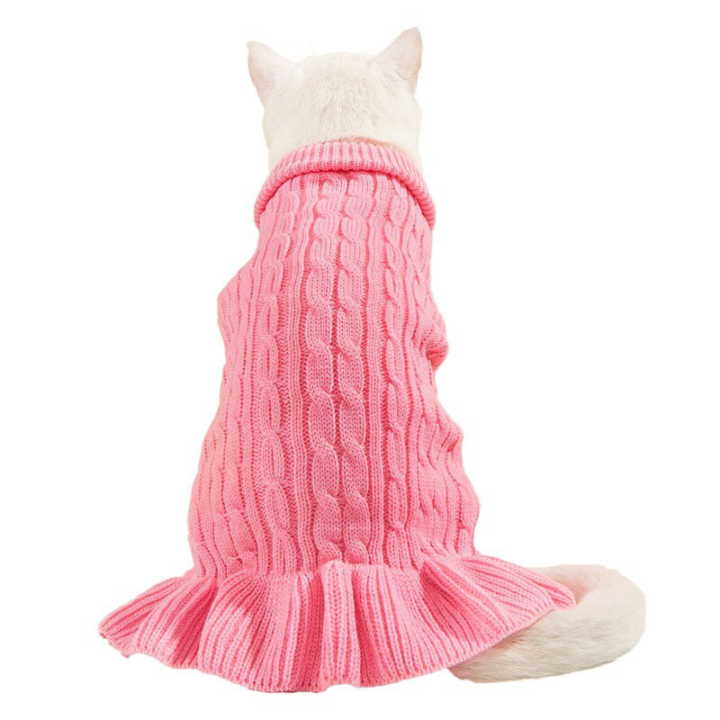 Teplý sveter pre psov, sukňa, jednofarebný pletený obleček pre domáce zvieratá pre malé psy, mačky, čivava, šteniatko, kabát, Yorkshire Bichon, sveter, šaty