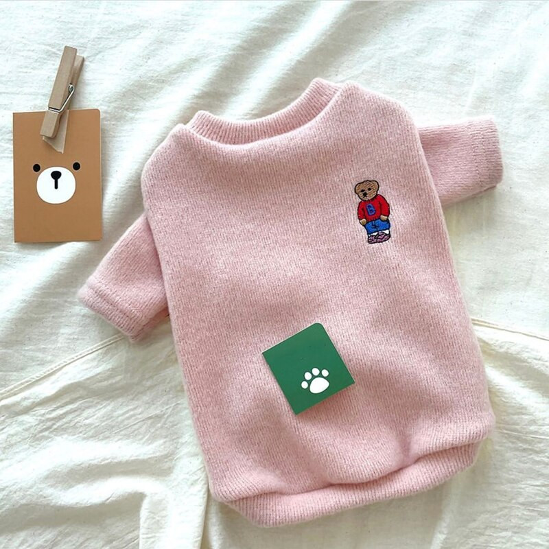 Зимни дрехи за малки кучета Едноцветни дрехи за кучета Теди пуловер Топъл пуловер от мечка Карикатурни дрехи Пуловер за домашни любимци