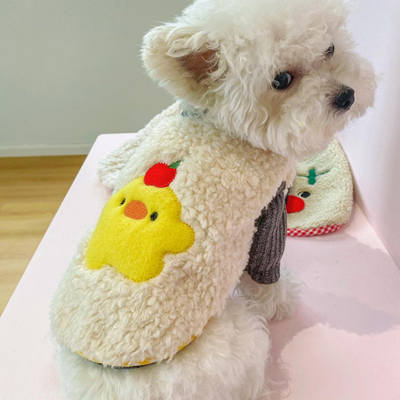 Χειμερινά ρούχα για σκύλους Πλεκτά ρούχα για κατοικίδια για μικρά σκυλιά Πουλόβερ κατοικίδιων ζώων Εκτύπωση κινουμένων σχεδίων Άνετα ζεστά αμάνικα πλεκτά μόδας για σκύλους