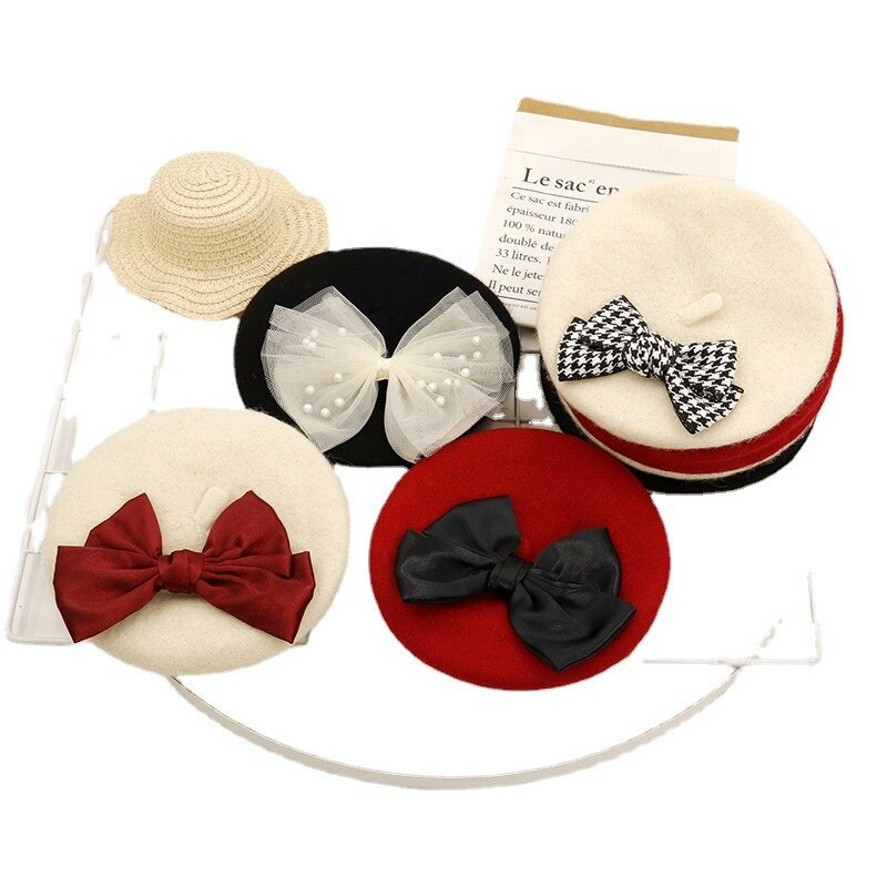 Baretid Mütsid Velvet Koerad Lemmikloom kikilipsu jaoks Mütsid Koerte Aksessuaarid Prantsuse buldog armas sügis talv valge must tüdruk poiss kaelarihm Perro