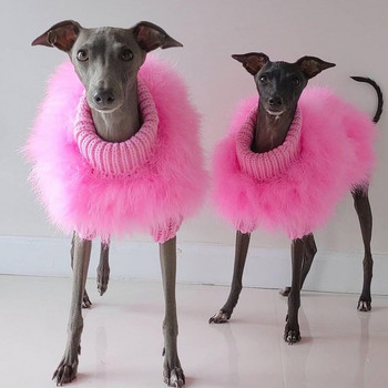 Елегантни меки дрехи за домашни любимци с пера Зимен топъл пуловер за кучета Луксозен дизайнерски костюм за кученце Pull Chien Чихуахуа Консумативи ropa perro