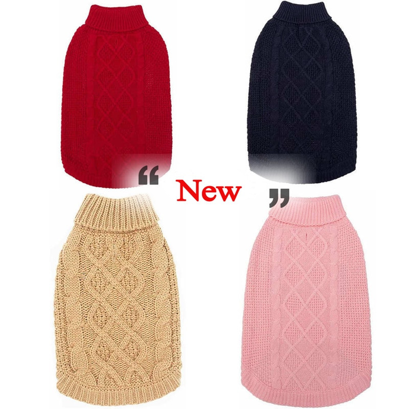 Klasikinis megztas šunų megztinis žieminis storas katės megztinis paltas naminiams gyvūnėliams megzti drabužiai šaltu oru Apranga mažiems vidutinio dydžio šunims