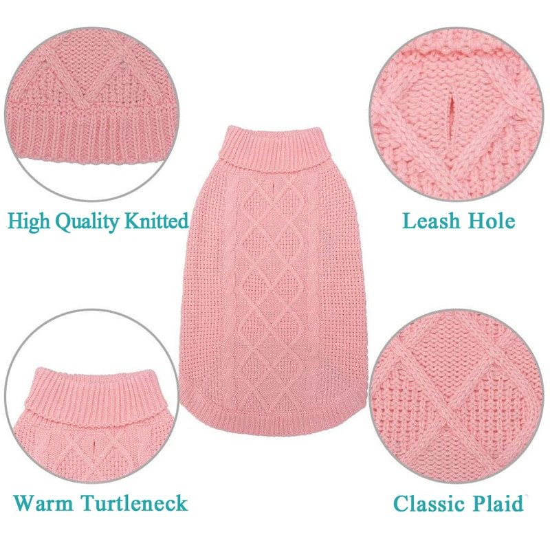 Klasikinis megztas šunų megztinis žieminis storas katės megztinis paltas naminiams gyvūnėliams megzti drabužiai šaltu oru Apranga mažiems vidutinio dydžio šunims