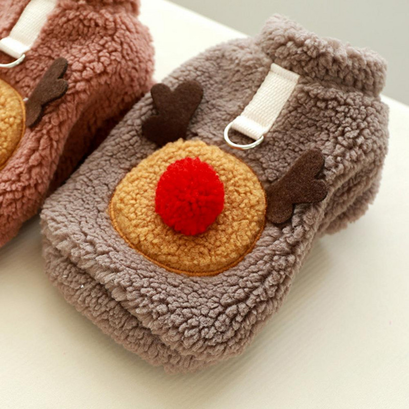 Vianočný sveter pre domáce zvieratá s ťažným krúžkom, kreslený kabát pre domáce zvieratá, mäkký, pohodlný, umývateľný, udržiavajúci teplo, polyesterový, udržiavajúci teplo