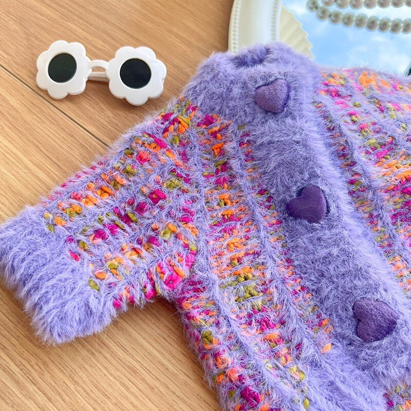 Flísový zimný sveter pre psov, farebné pruhy, oblečenie pre psov, gombíky a zamat, teplé pre malé psy, oblečenie pre čivavy