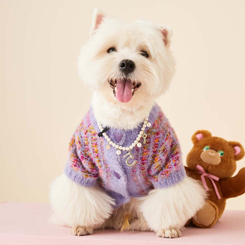 Flísový zimný sveter pre psov, farebné pruhy, oblečenie pre psov, gombíky a zamat, teplé pre malé psy, oblečenie pre čivavy