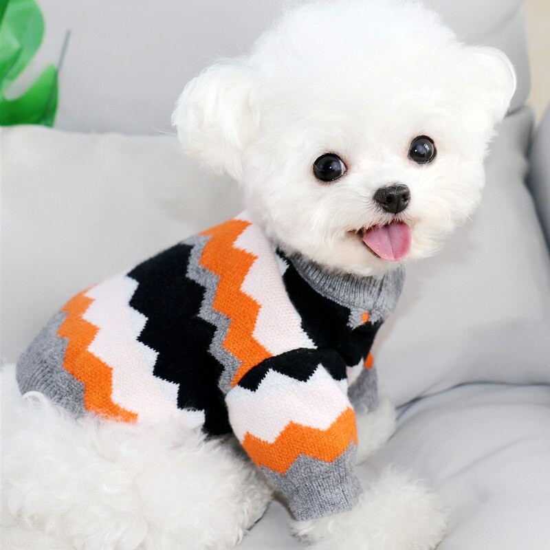 Nové módne pruhované pletené oblečenie pre psov, sveter pre psov, plyšový bišon, pudel, pomeranian, schnauzer, malé šteňa, oblečenie pre domáce zvieratá
