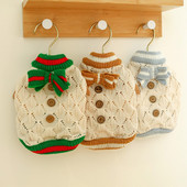 PETCIRCLE Oblečenie pre psov, pletený sveter s mašľou, vhodný pre malého psa, šteniatko, mačku, jar a jeseň, mäkký kostým pre domáce zvieratá, kabát, sveter