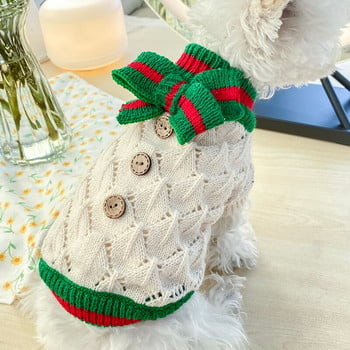 PETCIRCLE Дрехи за кучета Hollow Knitted Bow Sweater Fit Small Dog Puppy Pet Cat Spring&Autumn Pet Soft Costume Pet Coat Sweater