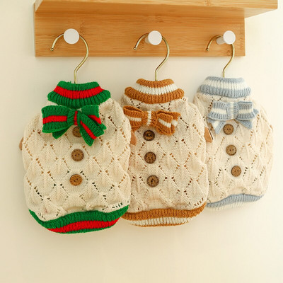 PETCIRCLE Дрехи за кучета Hollow Knitted Bow Sweater Fit Small Dog Puppy Pet Cat Spring&Autumn Pet Soft Costume Pet Coat Sweater
