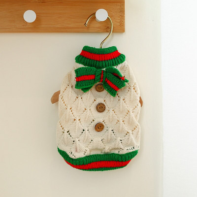 PETCIRCLE Oblečenie pre psov, pletený sveter s mašľou, vhodný pre malého psa, šteniatko, mačku, jar a jeseň, mäkký kostým pre domáce zvieratá, kabát, sveter