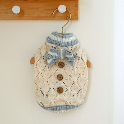 PETCIRCLE Oblečenie pre psov, pletený sveter s mašľou, vhodný pre malého psa, šteniatko, mačku, jar a jeseň, mäkký kostým pre domáce zvieratá, kabát, sveter