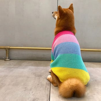 Puppy Luxury Dog Clothes Rainbow πουλόβερ Πλεκτό Πουλόβερ κατοικίδιων για γάτα Ζεστό φούτερ για σκύλους Χειμερινά ρούχα για σκύλους Πουλόβερ για κουτάβι γατάκι