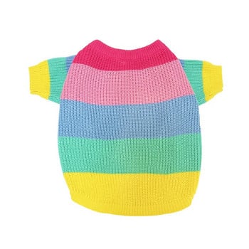 Puppy Luxury Dog Clothes Rainbow πουλόβερ Πλεκτό Πουλόβερ κατοικίδιων για γάτα Ζεστό φούτερ για σκύλους Χειμερινά ρούχα για σκύλους Πουλόβερ για κουτάβι γατάκι