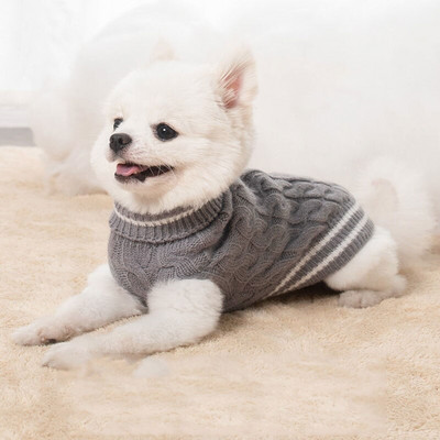 Pulover cald pentru câini, pisici, îmbrăcăminte de iarnă, cu gât tricotat, pulover îngroșat pentru animale de companie, pisică, haine pentru cățeluș, costum câini de talie mică, pisici, vestă, haine