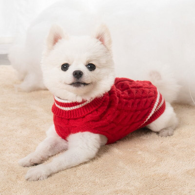 Pulover cald pentru câini, pisici, îmbrăcăminte de iarnă, cu gât tricotat, pulover îngroșat pentru animale de companie, pisică, haine pentru cățeluș, costum câini de talie mică, pisici, vestă, haine
