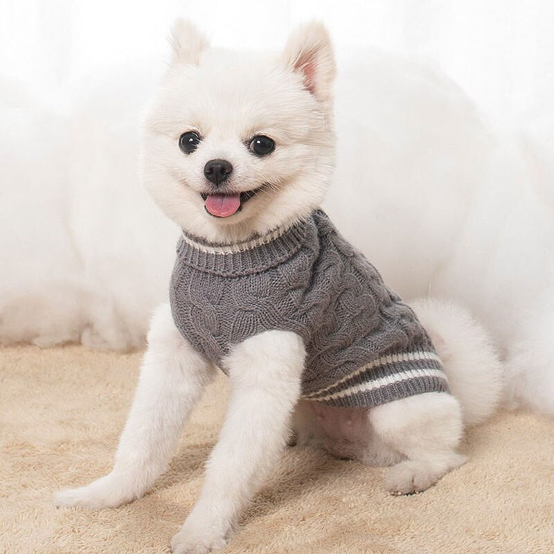 Pulover cald pentru câini, pisici, îmbrăcăminte de iarnă, cu gât tricotat, pulover îngroșat pentru animale de companie, pisică, haine pentru cățeluș, costum câini de talie mică, pisici, vestă, haine