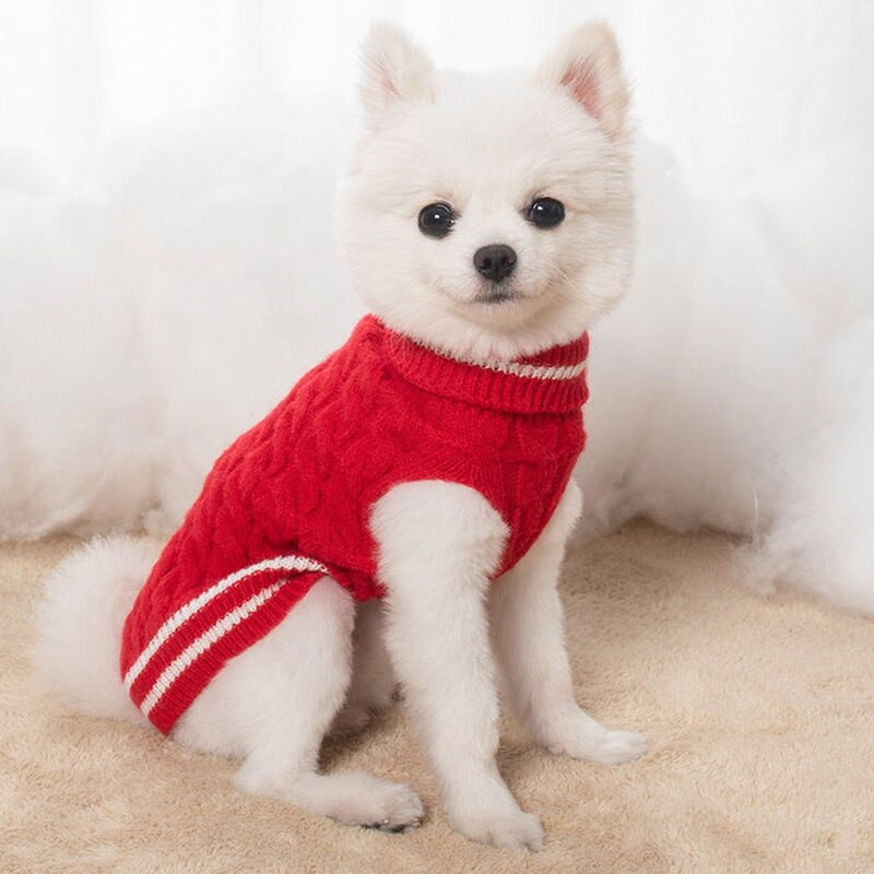 Pulover cald pentru câini, pisici, îmbrăcăminte de iarnă, cu gât tricotat, pulover îngroșat pentru animale de companie, pisică, haine pentru cățeluș, costum câini de talie mică, pisici, vestă, haine